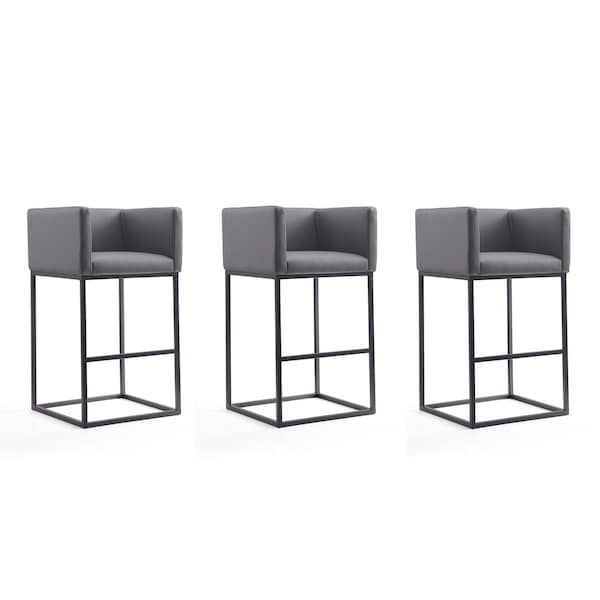Manhattan Comfort Embassy Barstool in Grey and Black, PK3 3-BS018-GY - main